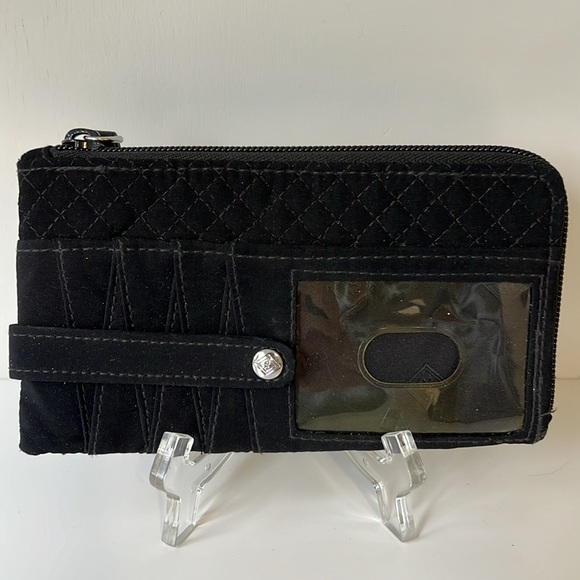 Vera Bradley Microfiber Leather Accents Zip Slim Wallet Clutch Card Keeper - Picture 2 of 6